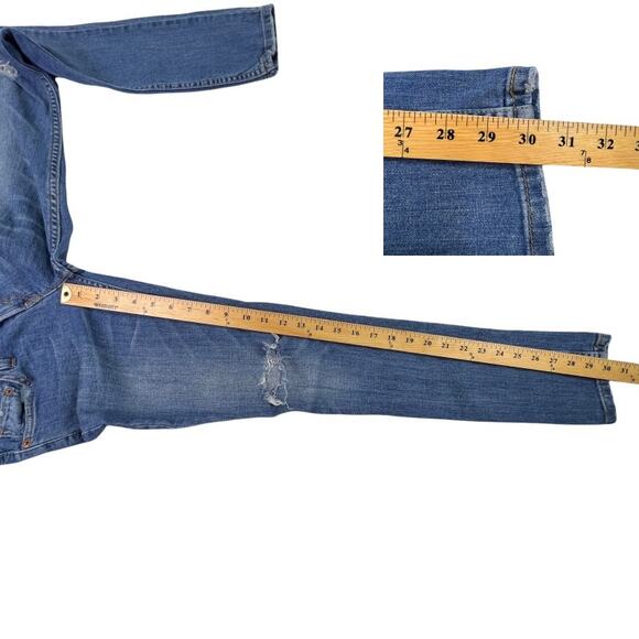 Levi's Too Superlow 524 Distressed Denim Blue Skinny Jeans Size 1 Medium - Picture 11 of 15